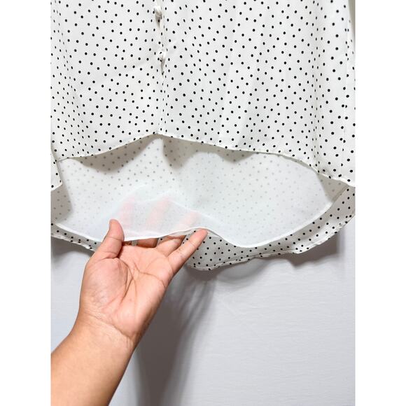 White House Black Market Women’s Polka Dot Button Front Blouse Size 0P Petite - Picture 5 of 12